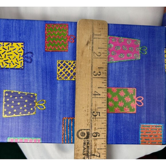 Holiday Gift Boxes Set of 2 Blue Present Print 9.5x6x1.75 In - Picture 4 of 6